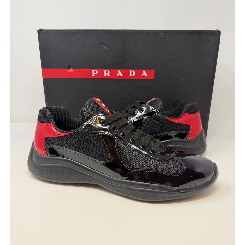 Prada Americas Cup Sneaker Black/Red Size 10.5 US 9.5 Prada